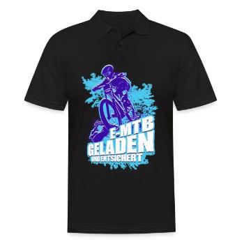 E-MTB Geladen und Entsichert Pedelec E-Bike - Männer Poloshirt - Schwarz - Vorne - Kai (181cm)