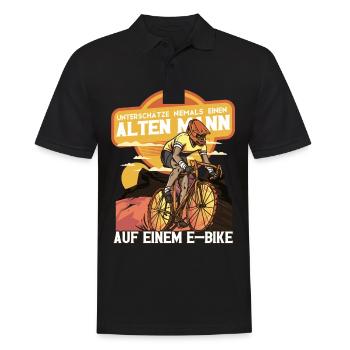 Unterschätze niemals einen alten Mann Pedelec - Männer Poloshirt - Schwarz - Vorne - Kai (181cm)