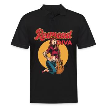 Redhead Diva Bass Guitar Player Ginger Girl Inked - Men's Polo Shirt - black - Front - Kai (181cm)