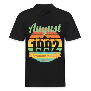 Geboren August 1992 30 Jahre 30er 30.Geburtstag - Männer Poloshirt - Schwarz - Vorne - Kai (181cm)
