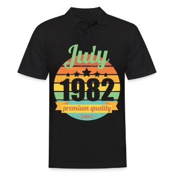Né en juillet 1982 40 ans 40s 40e anniversaire - Polo Homme - noir - Devant - Kai (181cm)