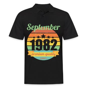 Né en septembre 1982 40 ans 40s 40e anniversaire - Polo Homme - noir - Devant - Kai (181cm)