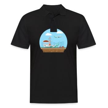 Airplanes Flying Pilot Pilot Airport - Men's Polo Shirt - black - Front - Kai (181cm)