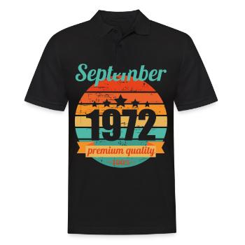 Né en septembre 1972 50 ans 50s 50e anniversaire - Polo Homme - noir - Devant - Kai (181cm)