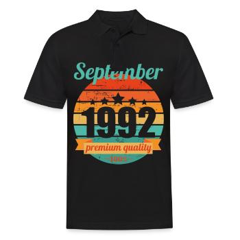 Geboren September 1992 30 Jahre 30er 30.Geburtstag - Männer Poloshirt - Schwarz - Vorne - Kai (181cm)