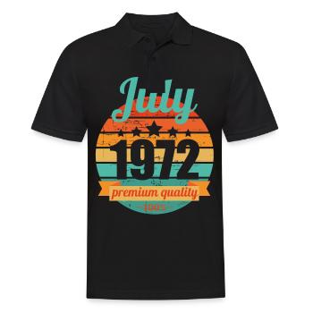 Né en juillet 1972 50 ans 50s 50e anniversaire - Polo Homme - noir - Devant - Kai (181cm)
