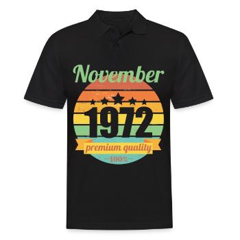 Né novembre 1972 50 ans 50s 50e anniversaire - Polo Homme - noir - Devant - Kai (181cm)
