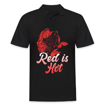 Red Is Hot Ginger Girl Redhead Red Orange Haired - Men's Polo Shirt - black - Front - Kai (181cm)