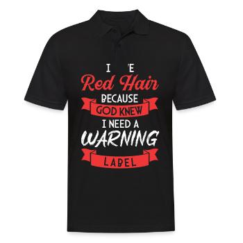 Red Hair Warning Label Ginger Redhead Red Haired - Men's Polo Shirt - black - Front - Kai (181cm)