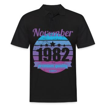 Geboren November 1982 40 Jahre 40er 40.Geburtstag - Männer Poloshirt - Schwarz - Vorne - Kai (181cm)
