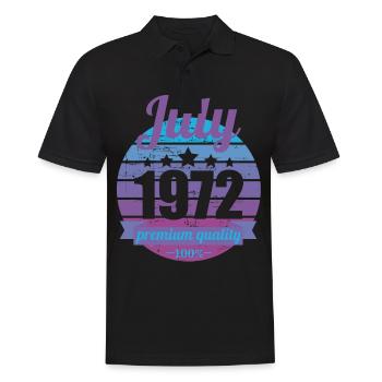 Né en juillet 1972 50 ans 50s 50e anniversaire - Polo Homme - noir - Devant - Kai (181cm)