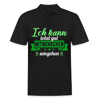Ich kann total gut Mitmenschen umgehen - Männer Poloshirt - Schwarz - Vorne - Kai (181cm)