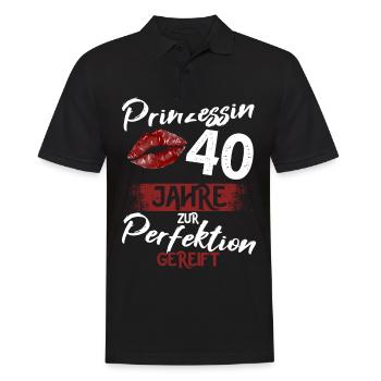 40. Geburtstag 40 Jahre Perfektion Prinzessin - Männer Poloshirt - Schwarz - Vorne - Kai (181cm)