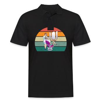 Haare schneiden Friseuse Frisörin Schere Fön Haar - Männer Poloshirt - Schwarz - Vorne - Kai (181cm)