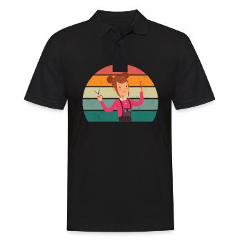Haare schneiden Friseuse Frisörin Schere Fön Haar - Männer Poloshirt - Schwarz - Vorne - Kai (181cm)