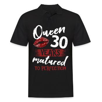 30 year old girl 30 bday Queen 30 birthday - Männer Poloshirt - Schwarz - Vorne - Kai (181cm)