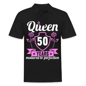 50 year old girl 50 bday Queen 50 birthday - Männer Poloshirt - Schwarz - Vorne - Kai (181cm)