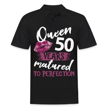 50 year old girl 50 bday Queen 50 birthday - Männer Poloshirt - Schwarz - Vorne - Kai (181cm)