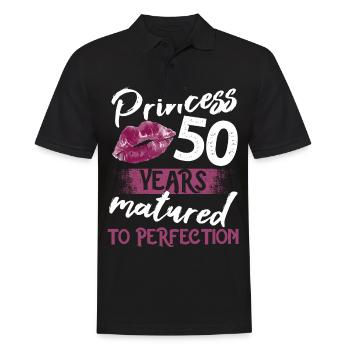 50 year old girl 50 bday Princess 50 birthday - Männer Poloshirt - Schwarz - Vorne - Kai (181cm)