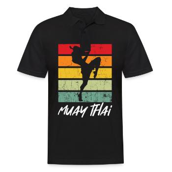 Retro Muay Thai MMA Martial Arts Thailand Boxing - Men's Polo Shirt - black - Front - Kai (181cm)