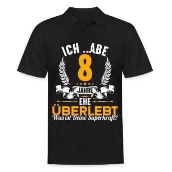 Ich habe 8 Jahre Ehe überlebt 8.Hochzeitstag - Männer Poloshirt - Schwarz - Vorne - Kai (181cm)