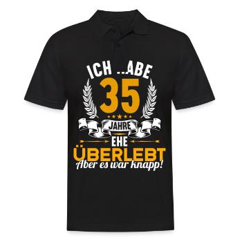 Ich habe 35 Jahre Ehe überlebt 35.Hochzeitstag - Männer Poloshirt - Schwarz - Vorne - Kai (181cm)