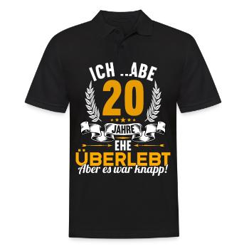 Ich habe 20 Jahre Ehe überlebt 20.Hochzeitstag - Männer Poloshirt - Schwarz - Vorne - Kai (181cm)