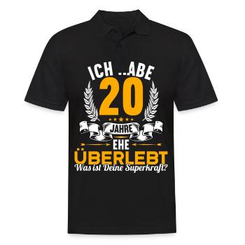 Ich habe 20 Jahre Ehe überlebt 20.Hochzeitstag - Männer Poloshirt - Schwarz - Vorne - Kai (181cm)