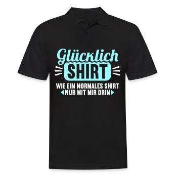 Glücklich Shirt wie normales nur mit mir drin - Männer Poloshirt - Schwarz - Vorne - Kai (181cm)