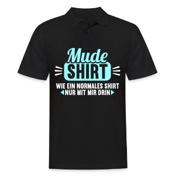 Müde Shirt wie normales Shirt nur mit mir drin - Männer Poloshirt - Schwarz - Vorne - Kai (181cm)