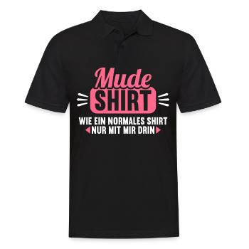 Müde Shirt wie normales Shirt nur mit mir drin - Männer Poloshirt - Schwarz - Vorne - Kai (181cm)