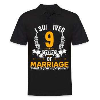 J’ai survécu à 9 ans de mariage 9ème anniversaire de mariage - Polo Homme - noir - Devant - Kai (181cm)