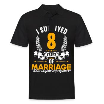 J’ai survécu à 8 ans de mariage 8ème anniversaire de mariage - Polo Homme - noir - Devant - Kai (181cm)