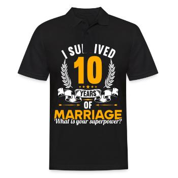 I survived 10 years of marriage 10th wedding anniversary - Men's Polo Shirt - black - Front - Kai (181cm)