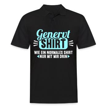 Genervt Shirt wie normales Shirt nur mit mir drin - Männer Poloshirt - Schwarz - Vorne - Kai (181cm)