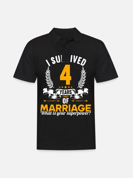 Ich habe 4 Jahre Ehe überlebt 4.Hochzeitstag - Herre poloshirt - sort