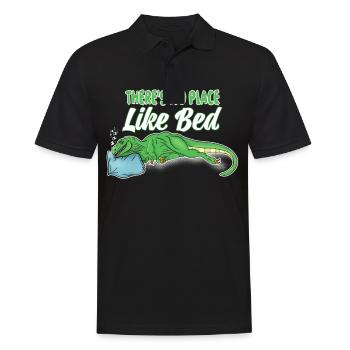 Kein Ort so schön wie das Bett - Dino schläft tief - Männer Poloshirt - Schwarz - Vorne - Kai (181cm)