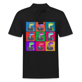 Pop Art Dino trinkt Bier in verschiedenen Farben - Männer Poloshirt - Schwarz - Vorne - Kai (181cm)