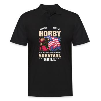 Hunting American Flag Not Hobby Survival Skill - Men's Polo Shirt - black - Front - Kai (181cm)