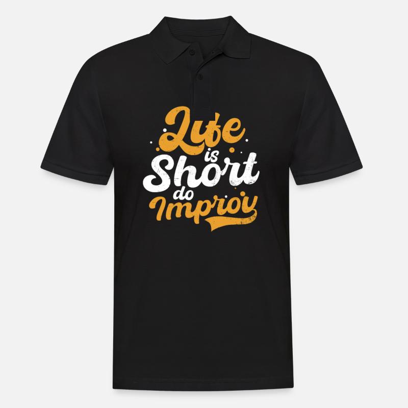 Improvisationstheater Leben Kurz Improvisieren - Männer Poloshirt - Schwarz