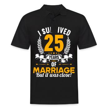 I survived 25 years of marriage 25th wedding anniversary - Men's Polo Shirt - black - Front - Kai (181cm)