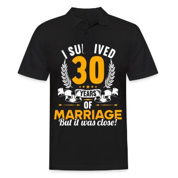 I survived 30 years of marriage 30th wedding anniversary - Men's Polo Shirt - black - Front - Kai (181cm)