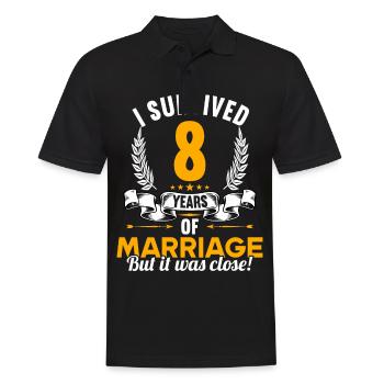J’ai survécu à 8 ans de mariage 8ème anniversaire de mariage - Polo Homme - noir - Devant - Kai (181cm)