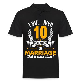 I survived 10 years of marriage 10th wedding anniversary - Men's Polo Shirt - black - Front - Kai (181cm)