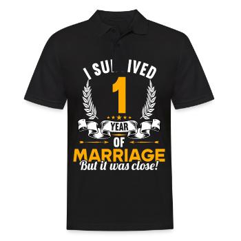 Ich habe 1 Jahre Ehe überlebt 1.Hochzeitstag - Männer Poloshirt - Schwarz - Vorne - Kai (181cm)