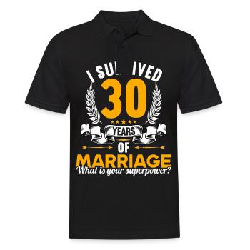 J’ai survécu à 30 ans de mariage 30e anniversaire de mariage - Polo Homme - noir - Devant - Kai (181cm)