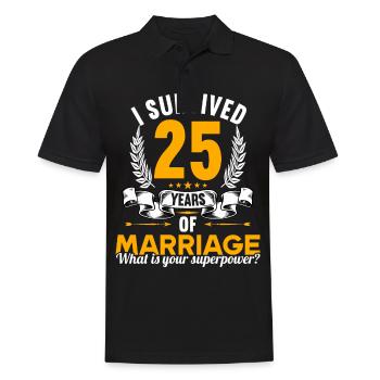 I survived 25 years of marriage 25th wedding anniversary - Men's Polo Shirt - black - Front - Kai (181cm)