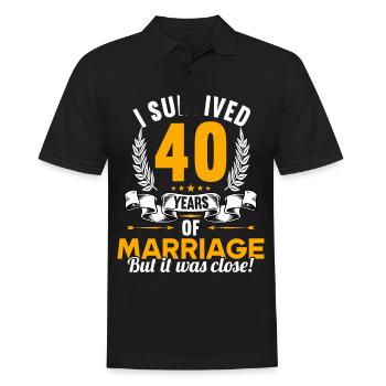 J’ai survécu à 40 ans de mariage 40e anniversaire de mariage - Polo Homme - noir - Devant - Kai (181cm)