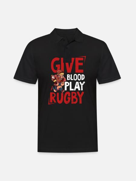 Rugby Blood Play Rugby - Men's Polo Shirt - black