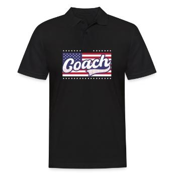 American Flag Coach 4th of July Stars Font - Men's Polo Shirt - black - Front - Kai (181cm)